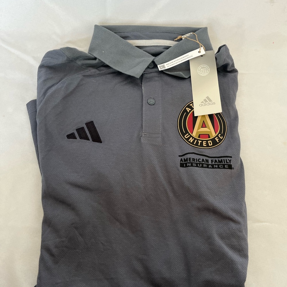 Grey adidas ATL United polo